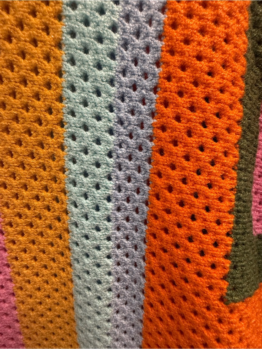 THML ZhiHiMeRi orange colorblock eyelet knit sweater crochet size small NWOT - Picture 4 of 8